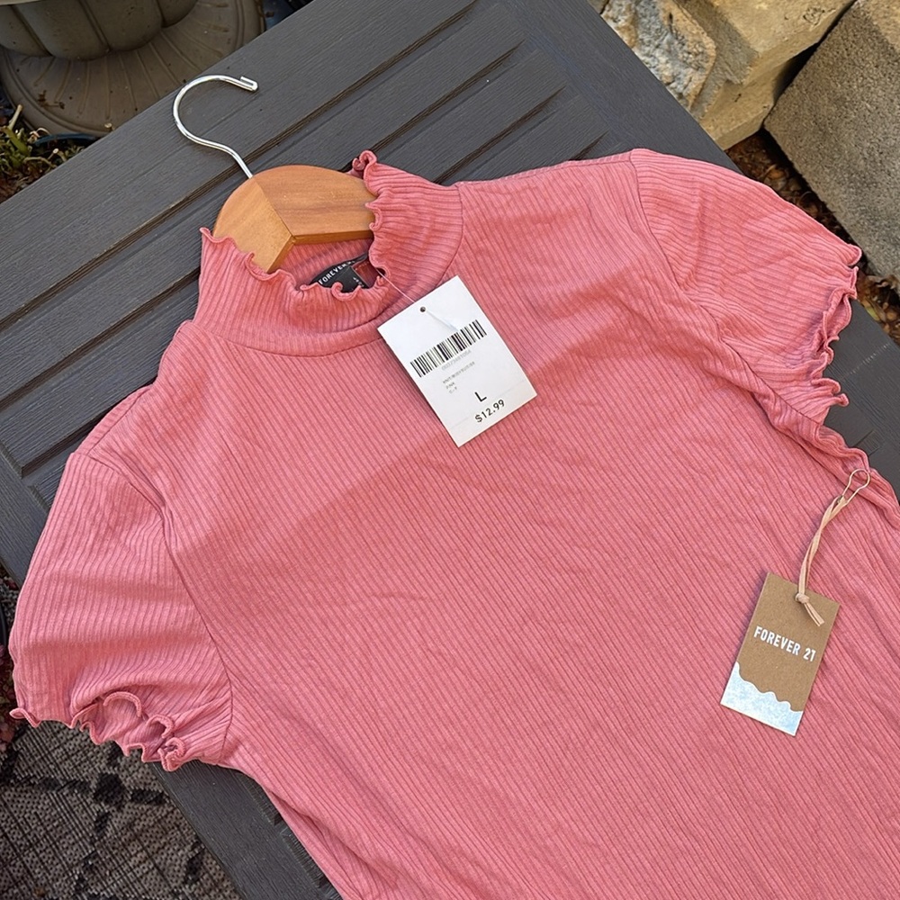 Forever 21 - Pink Ribbed Bodysuit Size Large